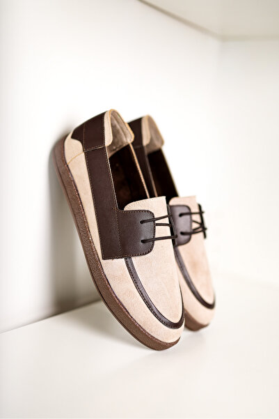 by selvi Lukka Shoes Pantofi casual pentru bărbați, din piele de căprioară bej, cu șireturi, pantofi casual de zi cu zi