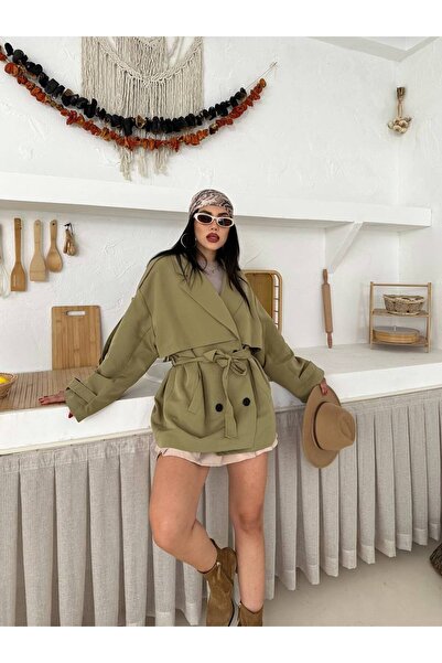 ZF BUTİK Kadın Beli Kemerli Premıum Trençkot