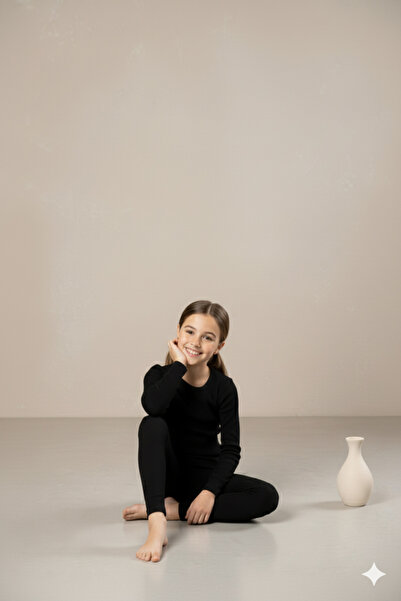 MADALİNA GIRL'S WINTER THERMAL TIGHTS BLACK