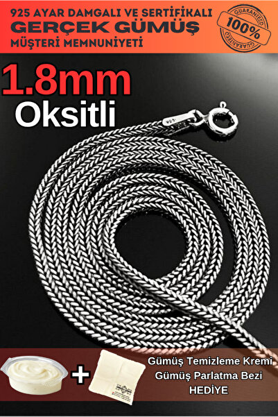OSMANLI GÜMÜŞ Erkek Gümüş Kolye - Tilki kuyruğu Gümüş Erkek 1.8mm Kolye Zincir İtalyan Malı İnce Model