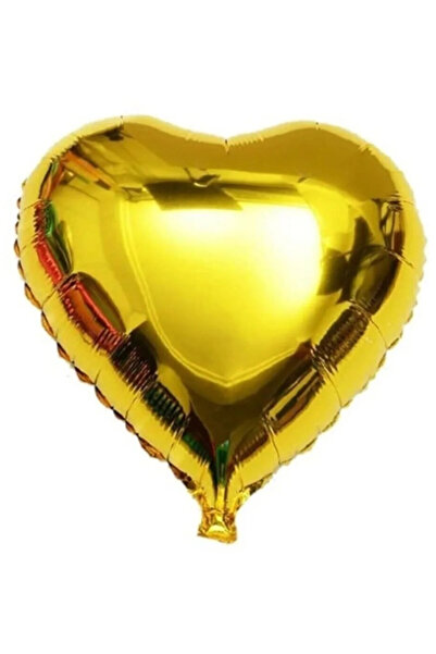 Parti dolabı 1 Adet Gold Altın Sarısı Rengi Kalp Balon 45Cm Varaklı Romantik Folyo Balon Evlilik Teklifi 14 Şubat