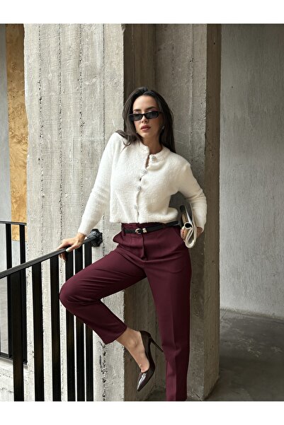 minaaise Kadın Ekru Yumuşak Dokulu Hırka Taşlı Düğme Detaylı 5559