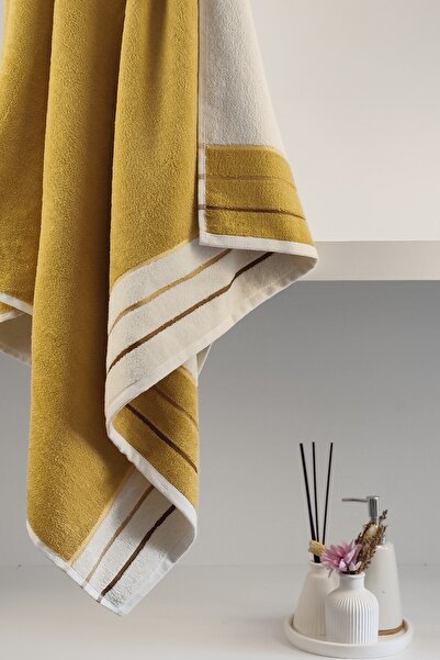 Sevim Високопоглинаючий рушник для ванної кімнати з гірчичним візерунком - 100% бавовна, 90x150 см