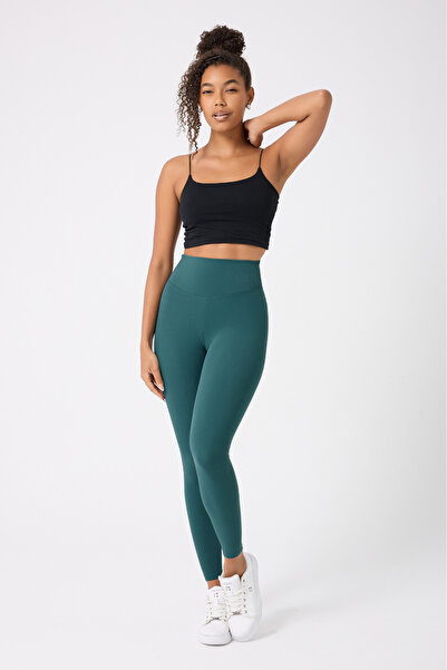 Myluvi Women's High Waist Gathering Effect Cupro Leggings Çağla | Sports, Yoga, Running and Casual