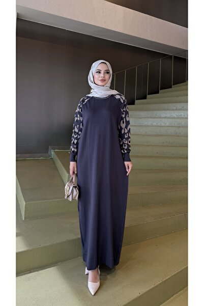 NİSUM MODA Leopard Patterned Mercerized Dress