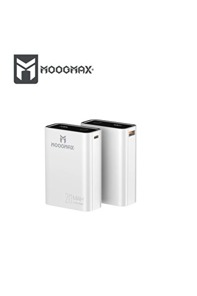 MOOGMAX باوربنك 20000 مللي أمبير بقوة 22.5 واط، بطاريه متنقله بتصميم أنيق وبحجم ووزن صغير, باور بانك ابيض