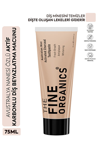 THE FINE ORGANICS Avustralya Nanesi Özlü Beyazlatıcı Aktif Karbon Diş Macunu,...