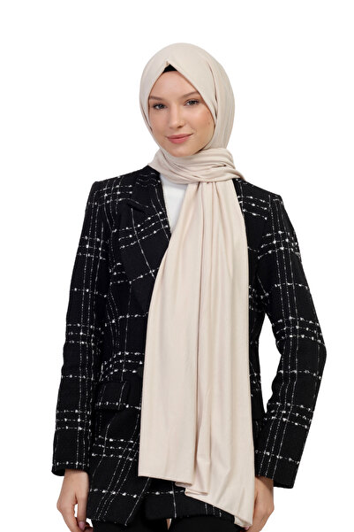 TRModam Organik Penye Tesettür Şal – Kaymaz, Terletmez, Tok Duruşlu - Koyu Krem