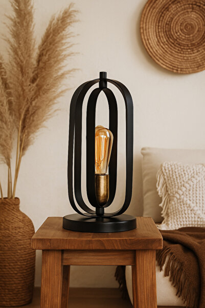 VENON Night Light Hadley Table Lamp Glass Metal Black Yellow Patina Chandelier