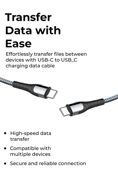 Glassology كابل USB-C إلى C بطول 1.2 متر، شحن سريع 3 أمبير وسرعة نقل بيانات 480 ميجابت في الثانية - أسود