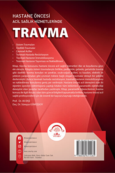 Ema Tıp Kitabevi Hastane Öncesi Acil Sağlık Hizmetlerinde Travma / EMA Tıp Kitabevi / Ali