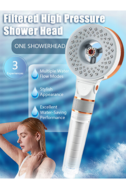 Blu Intelligent Health Solutions Filtered High Pressure Shower Head,3 Spray Mode,Hair Loss Prevention,SGS Certified,Dry Skin Hair