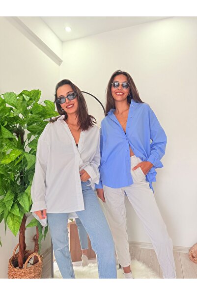 yoe butik Mavi Poplin Gömlek