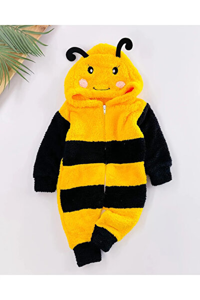 Bilge Trend Welsoft Peluş Kapüşonlu Arı Nakışlı Uyku Tulumu , Arı Kostüm