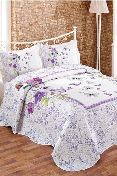 Örtüm مفرش سرير مبطن مزدوج من لالين