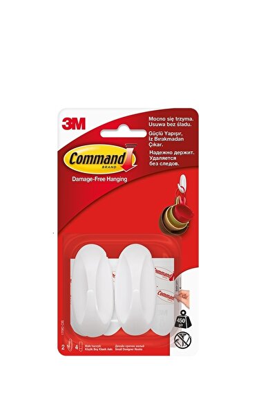 3M Carlig design mic 2 carlige + 4 benzi dublu adezive/set Command