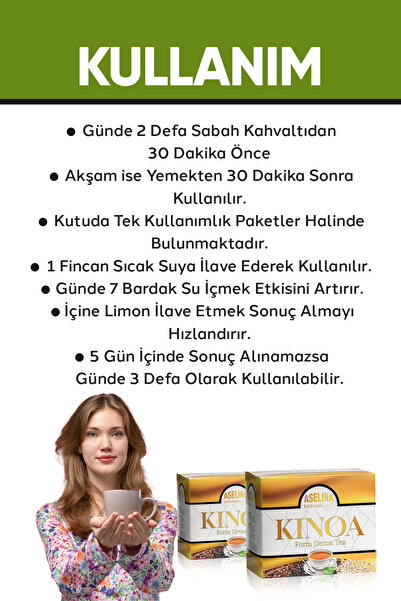 Aseina Detox Form zayıflama1 Çayı Kinoa Detox Içimi Kolay 1 'li Set