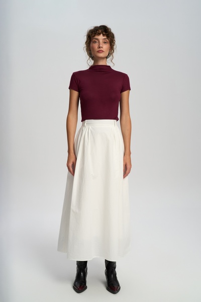 MAI STUDIOS CO. Fusta lungă ecru cu detaliu Rhea Bridge