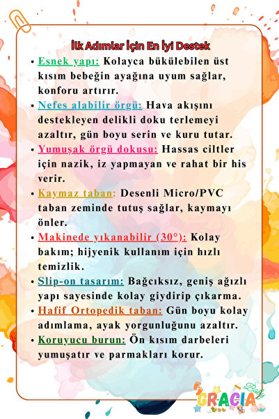 ALTA GRACIA Bebek İlk Adım Örgü Ayakkabı Nefes Alabilir Kaymaz Tabanlı Ortopedik Yumuşak Renkli Patik Çocuk Kreş