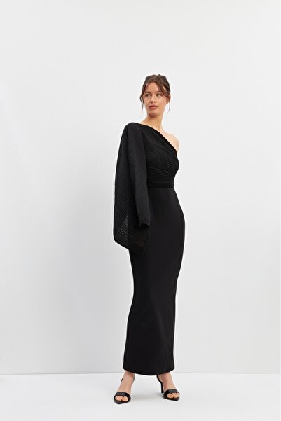 Setre Elegant One-Sleeve Dress / Black