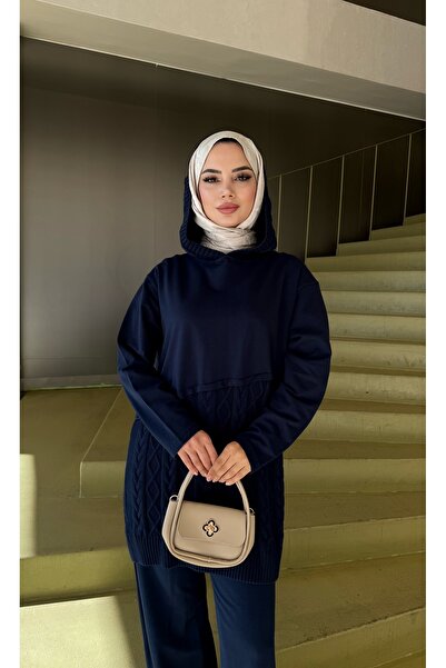 NİSUM MODA Çapraz Saç Örgülü Triko Takım