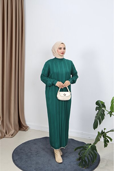 NİSUM MODA Saç Örgülü Merserize Elbise