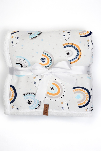 HAMUR Fluffy Baby Blanket 80X100 cm Sky Blue Swaddle Stroller Double-Sided Sheep Hair Blanket 100X80