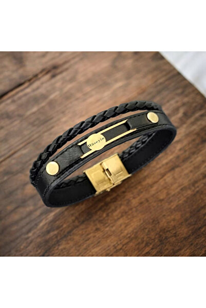 ARCHINO GOLD 14 Ayar Altın Plakalı Daireli ve Dikdörtgenli Derili Hüseyin İsm...