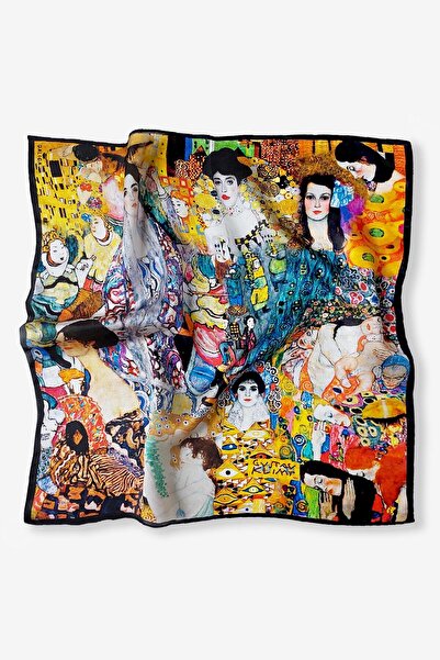 Galiga Klımt Mix %100 Ipek Fular 55x55cm 'art On Silk'