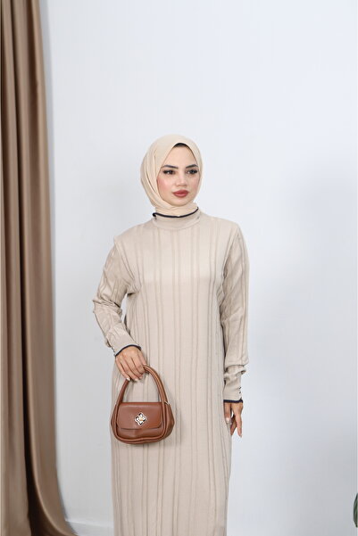 NİSUM MODA Saç Örgülü Merserize Elbise