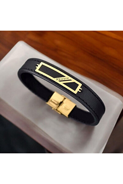 ARCHINO GOLD Altın Plakalı 14 Ayar Hüseyin Yazılı Dikdörtgen Motifli Hakiki S...