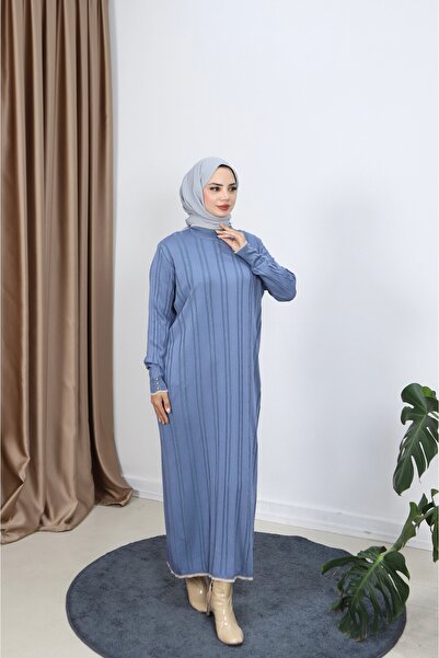 NİSUM MODA Saç Örgülü Merserize Elbise