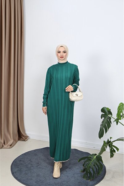 NİSUM MODA Saç Örgülü Merserize Elbise