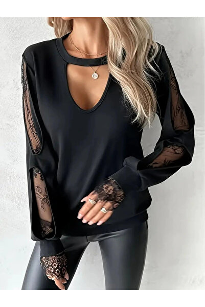 ARONA Women's Long Sleeve Drop Detail Viscose Two Thread Blouse