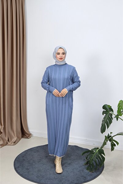 NİSUM MODA Saç Örgülü Merserize Elbise