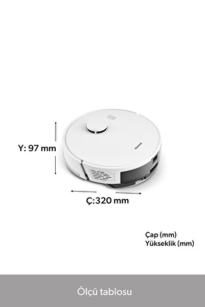 HOMEND Alex Laser Power 1289h Otomatik Boşaltım Sistemli Yeni Nesil Moplu 5 Kpa Robot Süpürge Beyaz