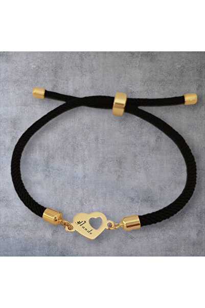 ARCHINO GOLD Altın Plakalı 14 Ayar Örgü İpli Bayanlar İçin Kalp Motifli İsme ...