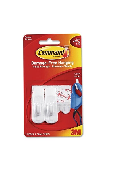 3M Carlig standard mic 2 carlig + 4 benzi dublu adezive/set Command