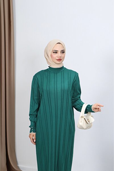 NİSUM MODA Saç Örgülü Merserize Elbise