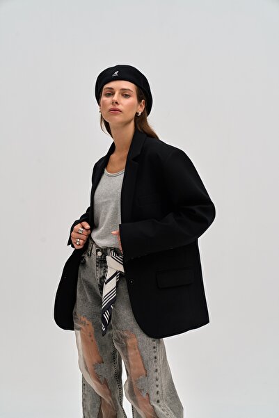 MAI STUDIOS CO. Emma Dikiş Detay Siyah Blazer