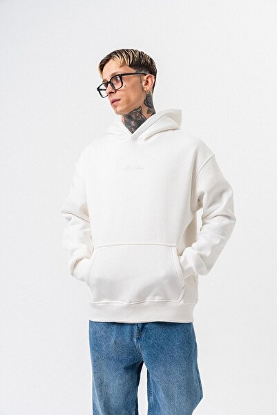 Respire Men's Da Vinci Printed Oversized Hoodie Ecru