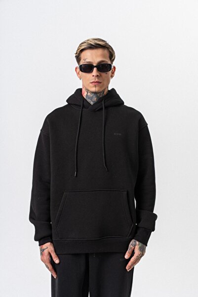 Respire Чоловічий одяг Детальний капюшон Basic Oversize Hoodie Чорний