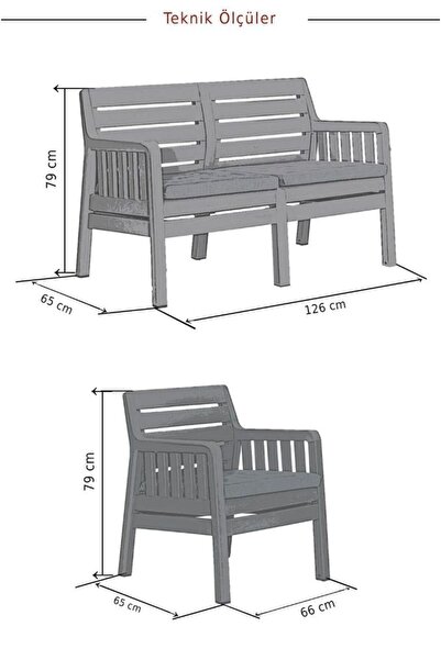 Modalife Lara Home Minderli 2 1 1 S Bahçe Takımı Beyaz