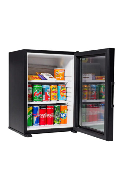 ISM Otel Tipi Mini Buzdolabı Minibar Cam Kapılı Sessiz Siyah İçecek Soğutucu İçecek Dolabı