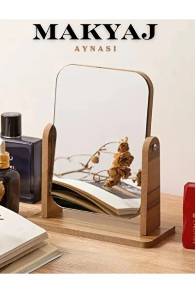 gaman Ahşap Ayna Büyük Standlı Makyaj Aynası Yeni Model Bakım Aynası Dikdörtgen - Kaliteli