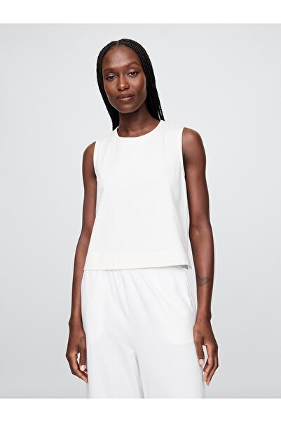 GAP Kadın Beyaz Organik Pamuk Heavyweight Crop Bluz