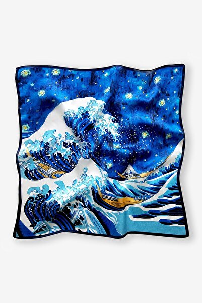 Galiga Waves %100 Ipek Fular 55x55cm 'art On Silk'