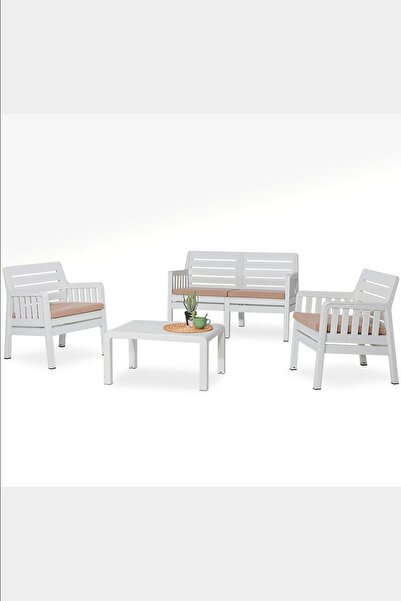 Modalife Lara Home Minderli 2 1 1 S Bahçe Takımı Beyaz