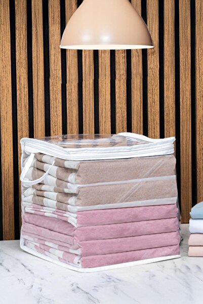 Helen's Home 3 Adet Mini Şeffaf Hurç Havlu Giysi Iç Çamaşırı Düzenleyici Saklama Çantası 25x25cm