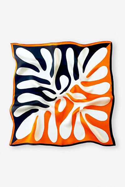 Galiga Orange %100 Ipek Fular 55x55cm